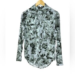 Cloth & Stone floral print long-sleeve button-up shirt in black and green